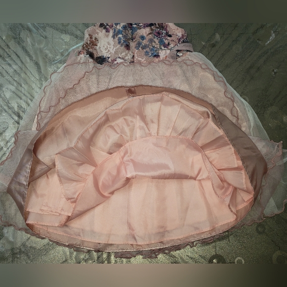 Bonnie Jean Girls Floral Lace Tulle Dress – Pink – Size 6X - Picture 10 of 12